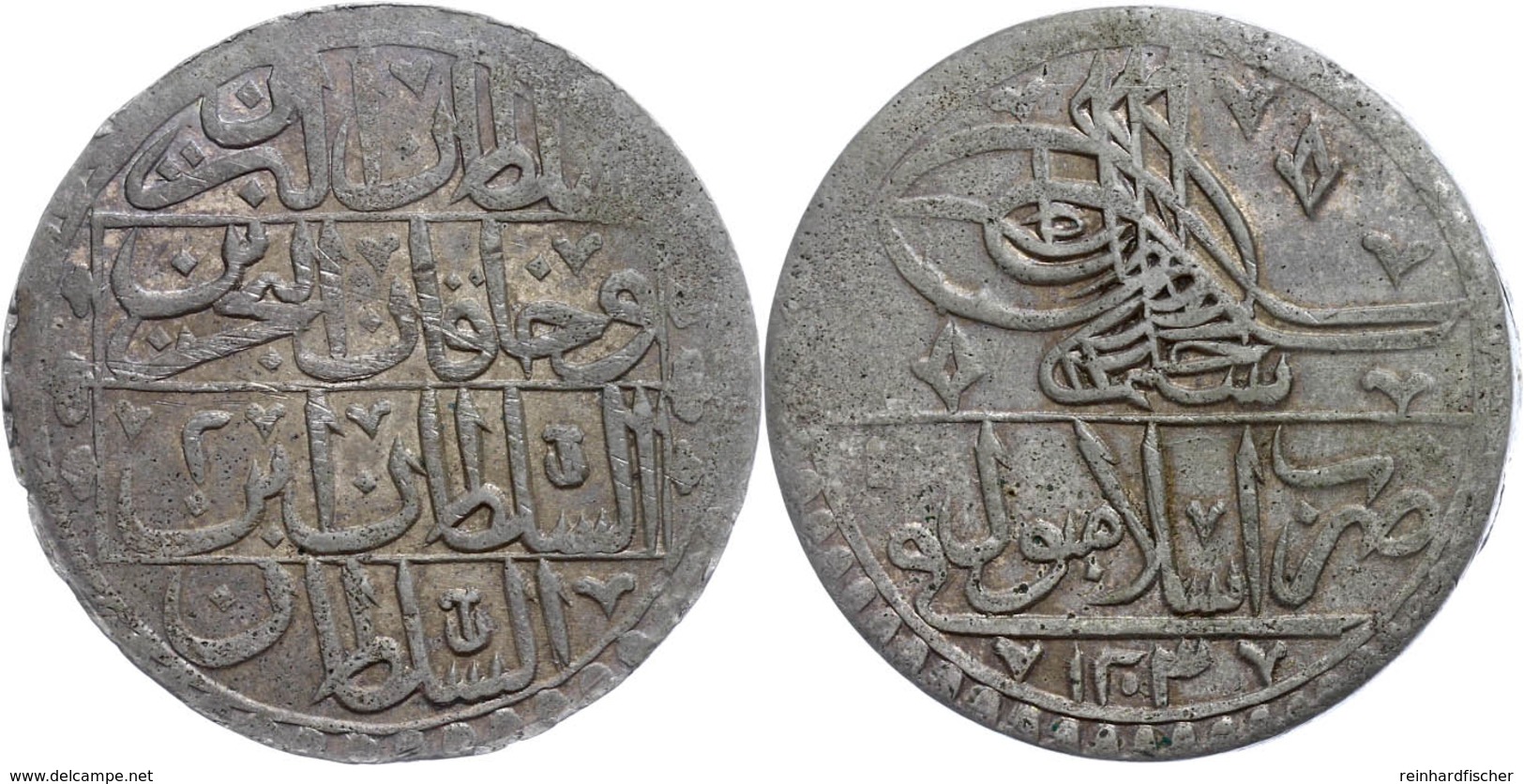 Yüzlük, AH 1203/2, Selim III., Konstantinopel, KM 507, Prägeschwäche, Vz.  Vz - Orientalische Münzen