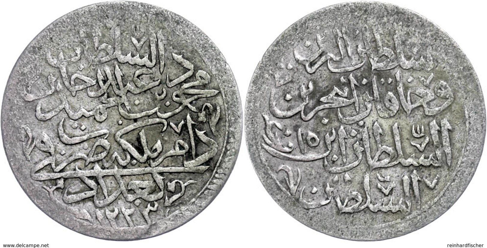 30 Para, 1223/15, Mahmud II., Bagdad, KM 57 (Irak), Prägeschwäche Am Rand, Ss. Mit Unterlegzettel Der Firma Baldwins & S - Orientalische Münzen