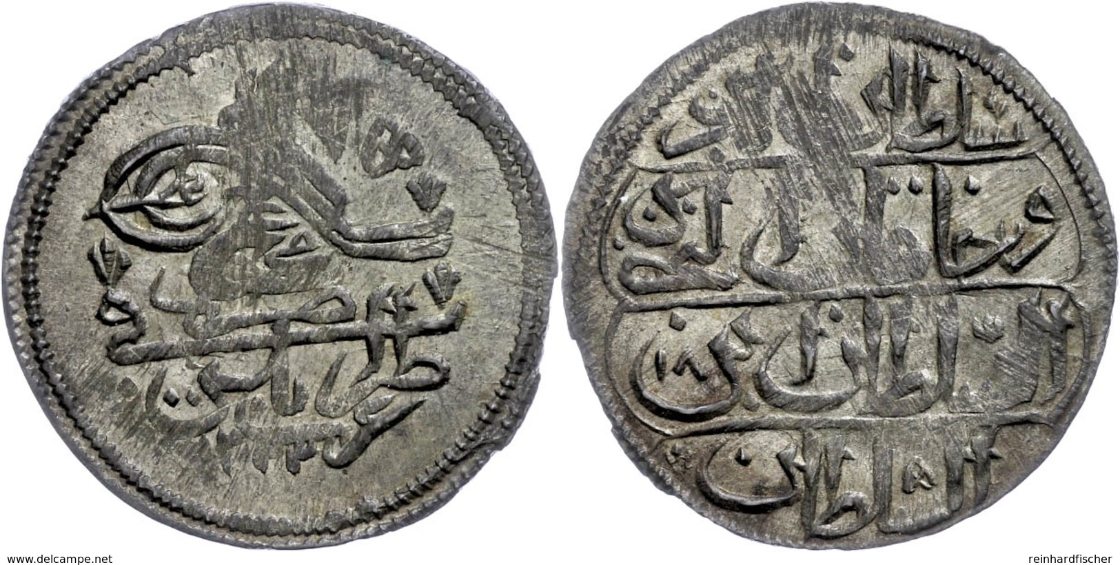40 Para, AH 1223/18, Mahmud II., Tripolis, KM 186.1 (Libyen), Stark Justiert, Vz. Sehr Selten! Erworben Bei Baldwins & S - Orientalische Münzen