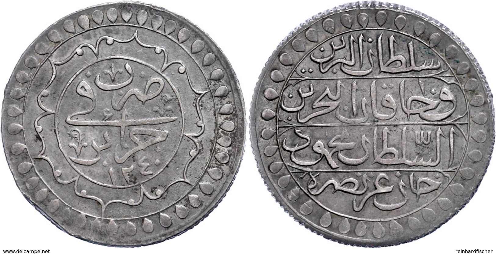 2 Budju, AH 1240, Mahmud II., Jazayir, KM 75 (Algerien), Kl. Zainende, Ss.  Ss - Oriental