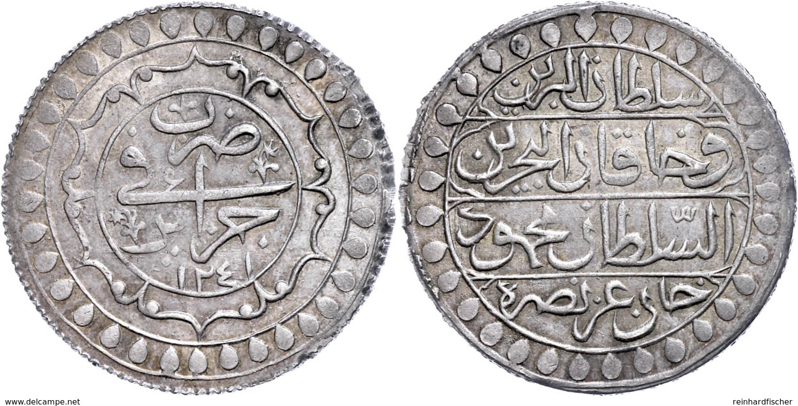 2 Budju, AH 1241, Mahmud II., Jazayir, KM 75 (Algerien), Leichte Prägeschwäche, Vz.  Vz - Orientalische Münzen