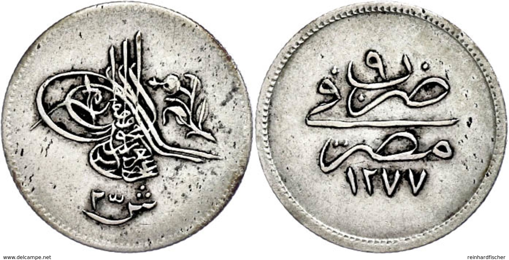 2 1/2 Qirsh, AH 1277/9, Abdülaziz, Misir, KM 252 (Ägypten), Ss. Los 516 Der 25 Auktion Stephen Album Rare Coins, Santa R - Oriental