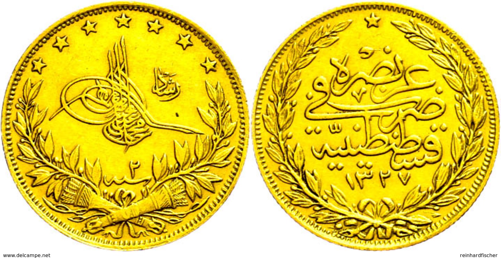 100 Kurush, Gold, AH 1327/2, Mehmed V., Fb. 154, Ss.  Ss - Orientales