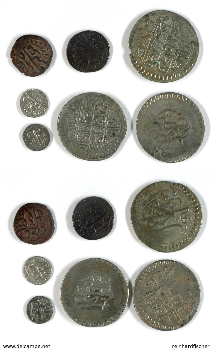 MUSTAFA III., Lot Von 7 Münzen Der Münzstätte Tunis. Dabei U.a. 1 Riyal AH 1182 Und AH 1187, 40 Para AH 1183 Sowie Klein - Oriental