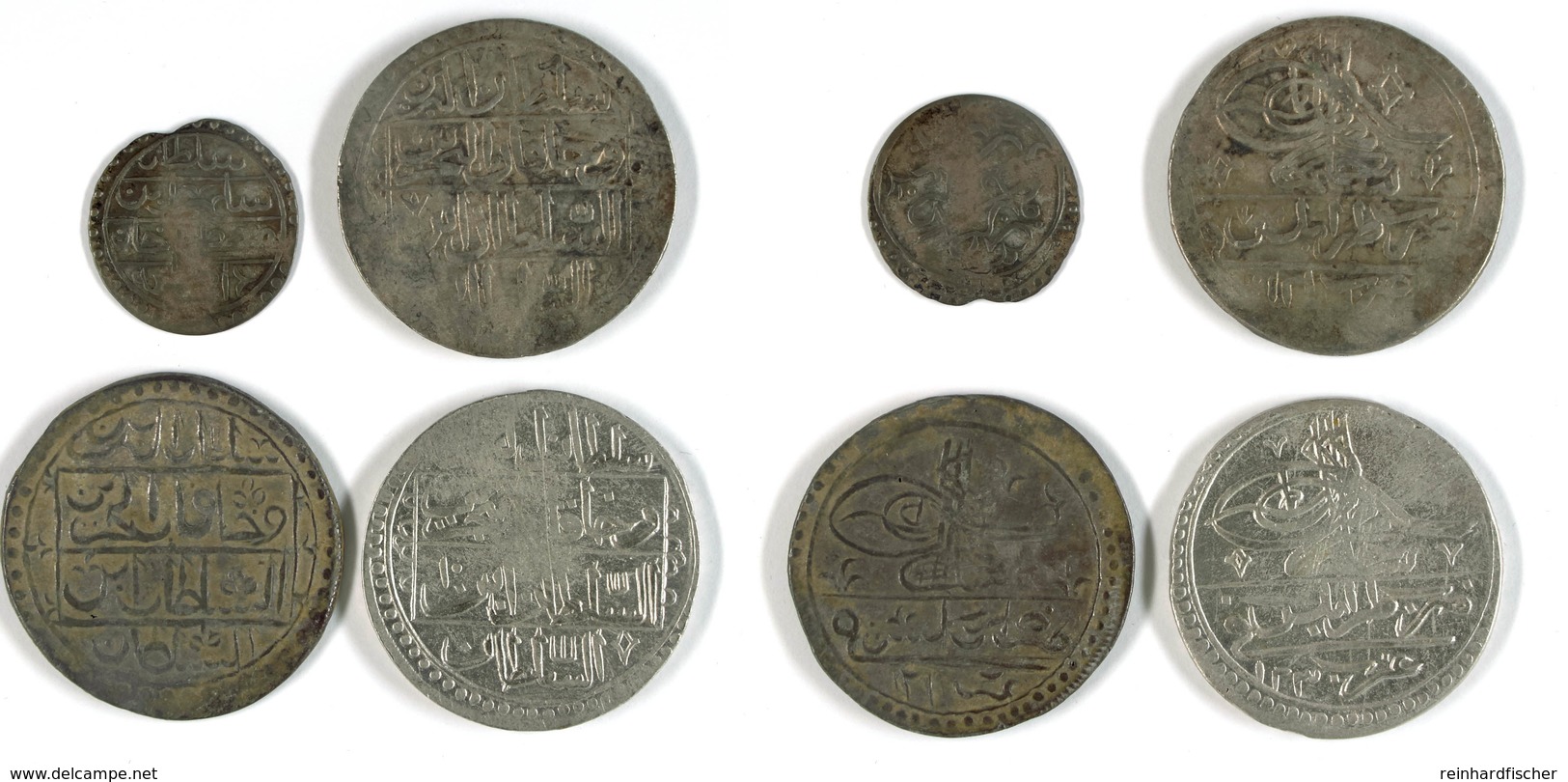 SELIM III, Lot Von 4 Münzen Der Münzstätte Trablusgarb (Tripolis): 2 1/2 Kurush (Yüzlük) AH 1203/10 Und 2 X 1210 Sowie 1 - Orientalische Münzen