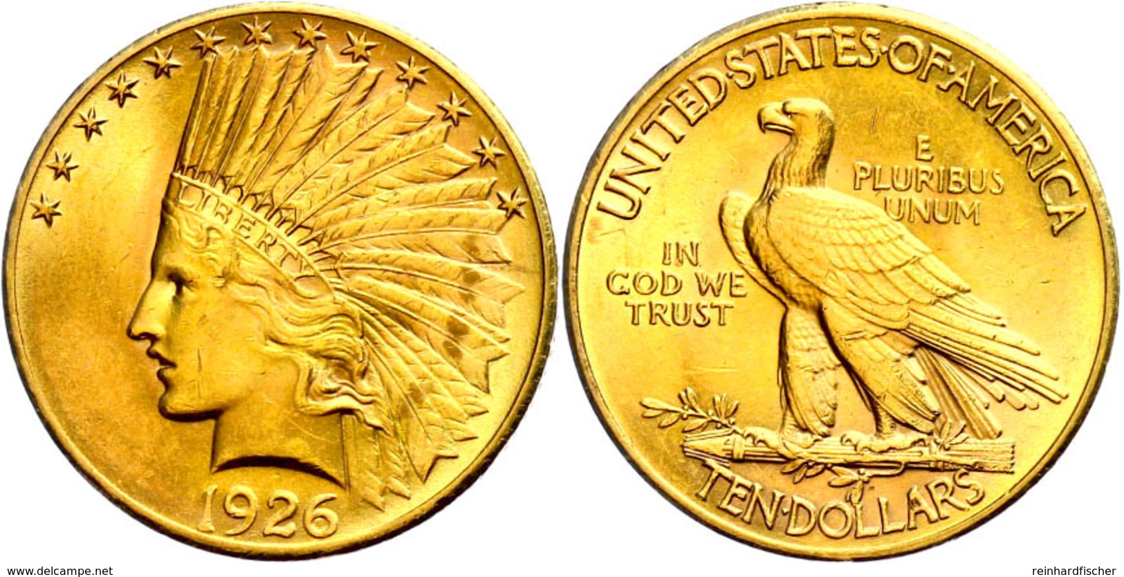 10 Dollars, Gold, 1926, Indian Head, Philadelphia, Fb. 166, Vz.  Vz - Sonstige & Ohne Zuordnung