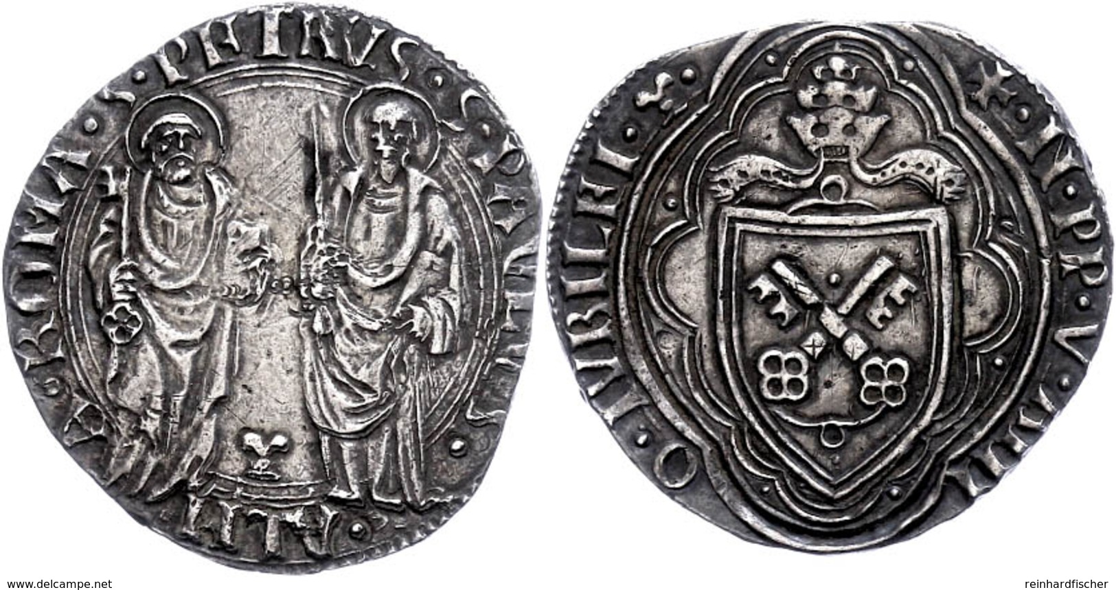 Grosso, O.J. (1447-1455), Nikolaus V., Rom, Muntoni 10, CNI 64, Ss-vz.  Ss-vz - Non Classés