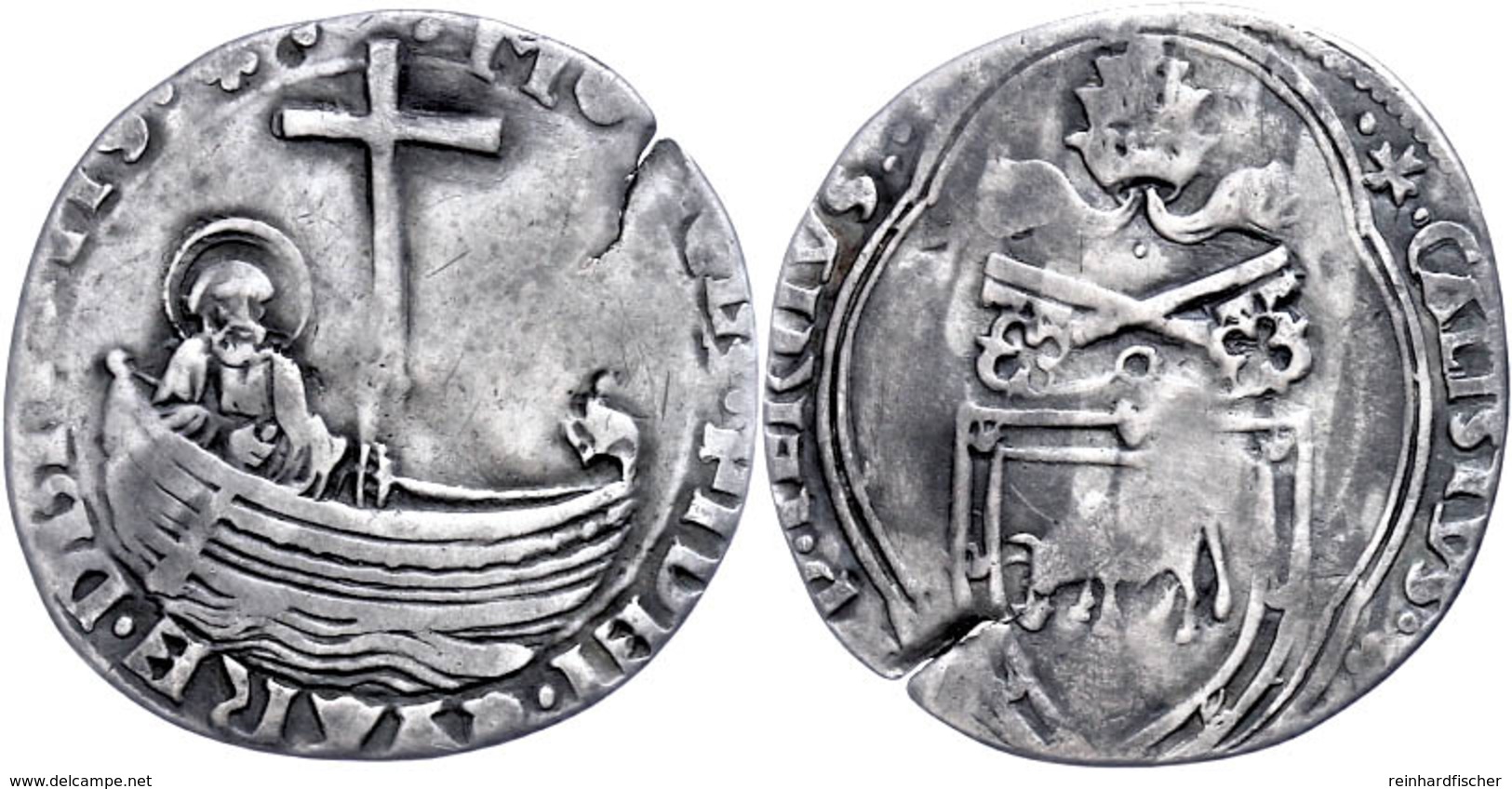 Grosso, O.J. (1455-1458), Calixtus III., Rom, Schrötlingsriss, Ss.  Ss - Ohne Zuordnung