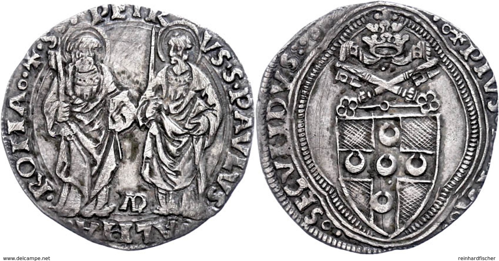 Grosso, O.J. (1458-1464), Pius II., Rom, Kl. Kratzer, Ss.  Ss - Ohne Zuordnung