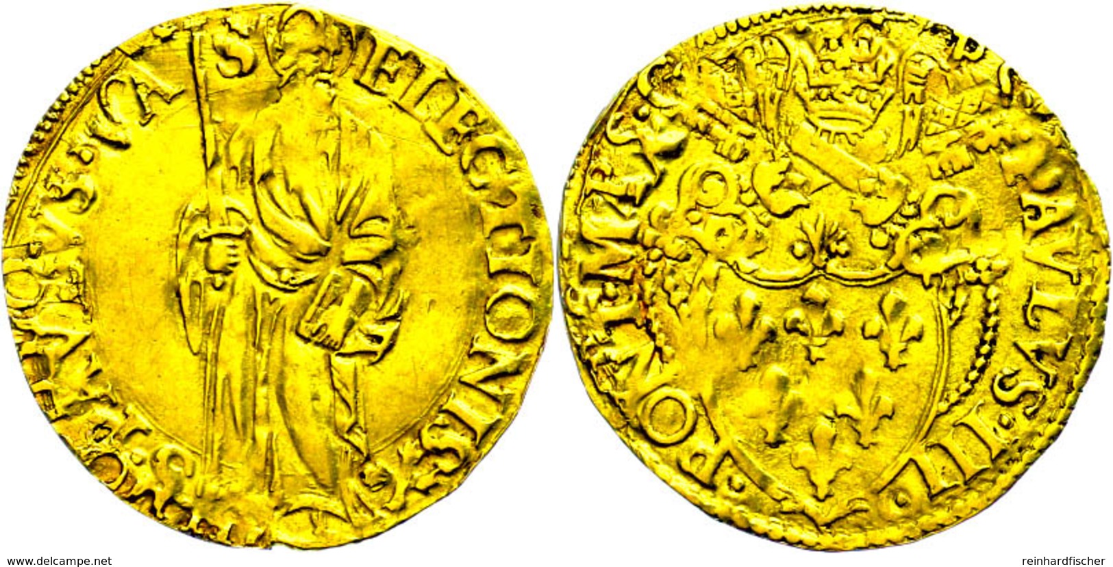 Scudo, O.J. (1534-1549), Paul III., Rom, Fb. 65, CNI 85, Überprägungsspuren, Ss.  Ss - Ohne Zuordnung