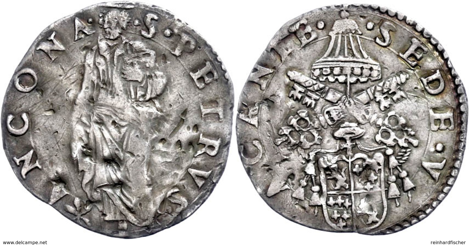 Giulio, O.J. (1549-1550), Ancona, Sede Vacante, CNI 16, Kl. Schlagspuren, Ss.  Ss - Non Classés