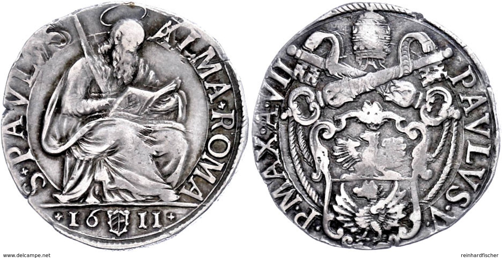 Testone, 1611, Paul V., Rom, Kl. Schrötlingsfehler Am Rand, Ss.  Ss - Non Classés