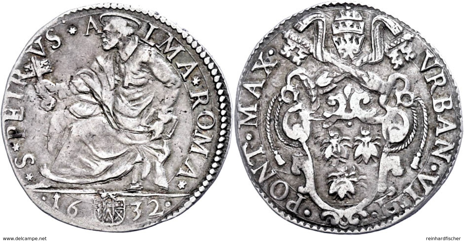 Testone, 1632, Urban VIII., Rom, Ss.  Ss - Unclassified