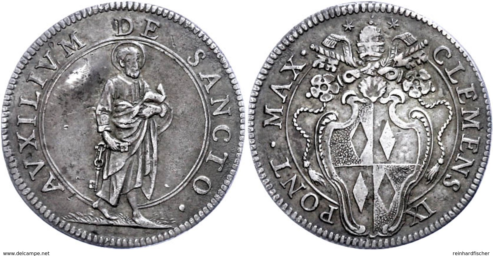 Giulio, O.J. (1667-1669), Clemens IX., Rom, Muntoni 7, Schlagspur, Ss.  Ss - Non Classificati