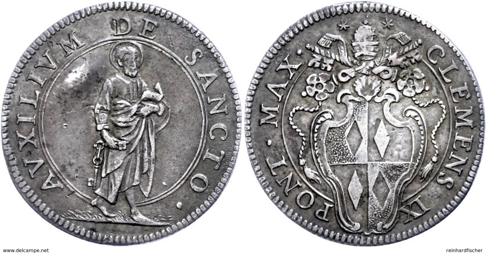 Giulio, O.J. (1667-1669), Clemens IX., Rom, Muntoni 7, Schlagspur, Ss.  Ss - Ohne Zuordnung