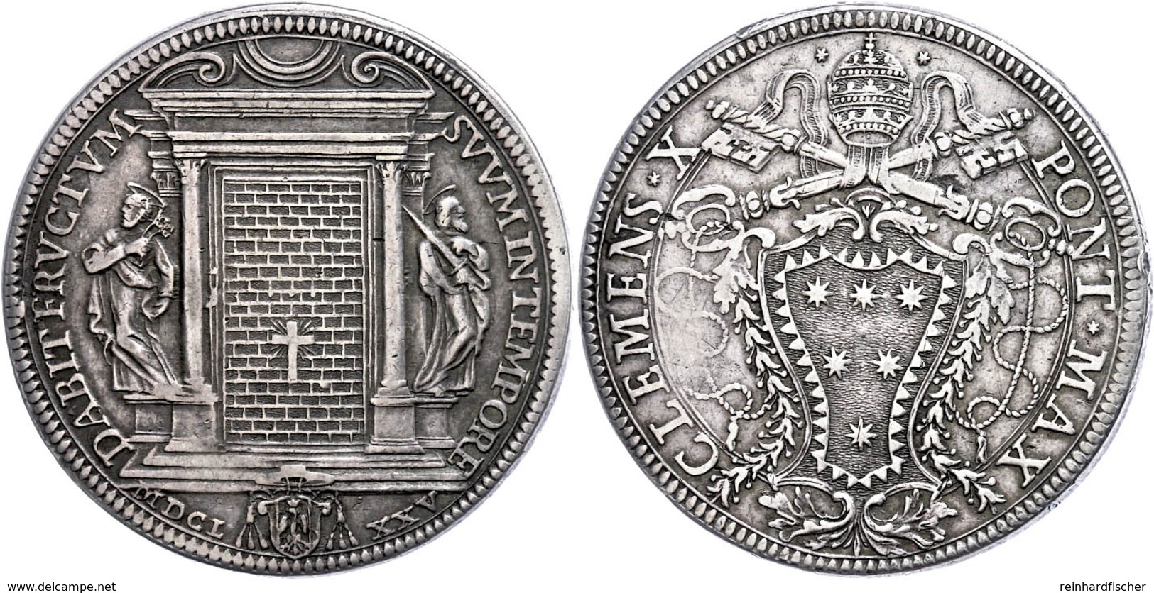 Piastra, 1675, Clemens X., Dav. 4081, Kl. Rf., Ss.  Ss - Non Classés