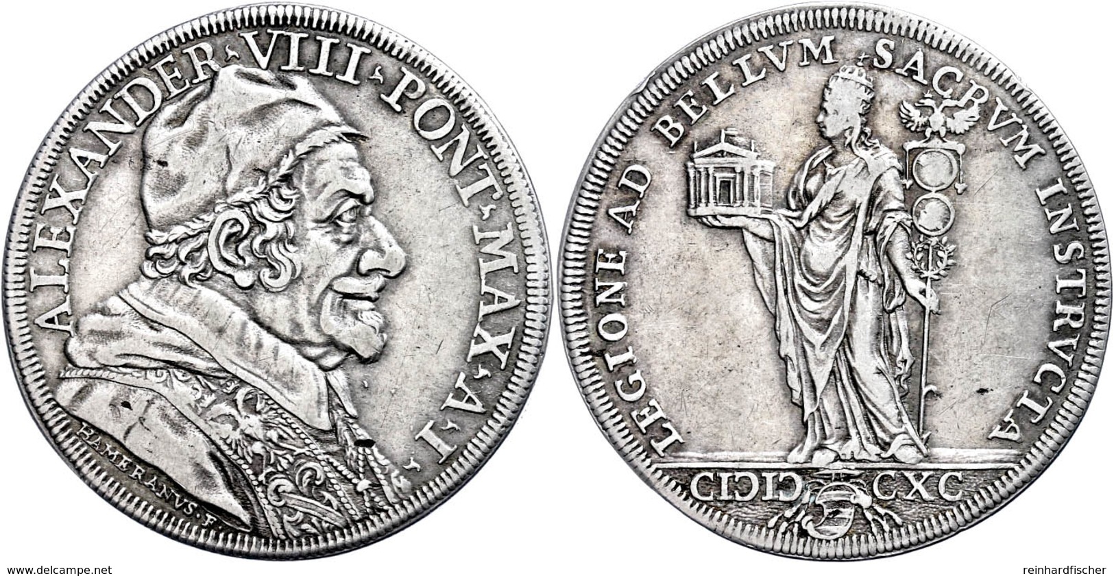Piastra, 1690, Alexander VIII., Rom, Dav. 4100, Muntoni 11, Ss.  Ss - Unclassified