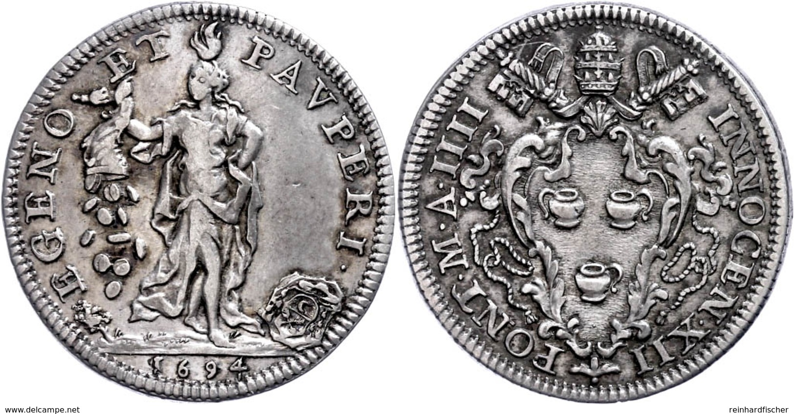 Testone, 1694, Innozenz VII., Rom, Muntoni 40, Ss.  Ss - Unclassified