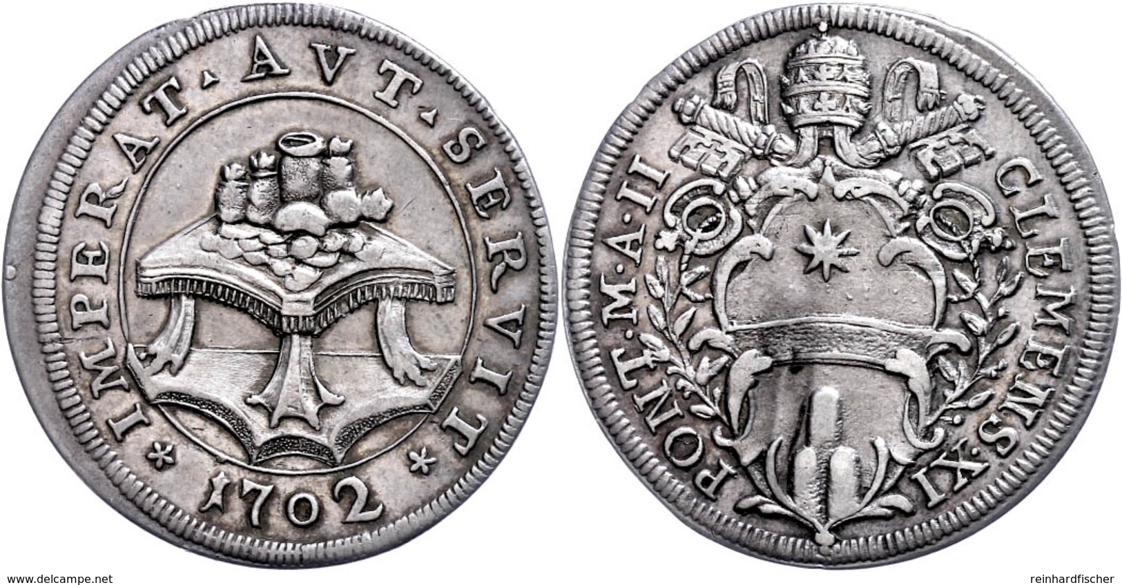 Testone, 1702, Clemens XI., Rom, Muntoni 67, Ss.  Ss - Non Classés