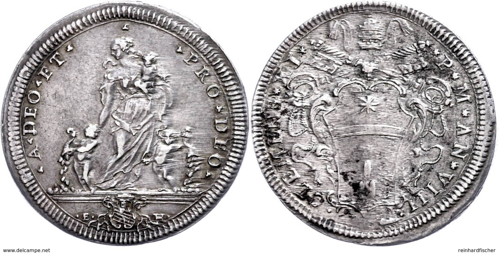 Testone, 1708, Clemens XI., Rom, Muntoni 60, Ss.  Ss - Unclassified