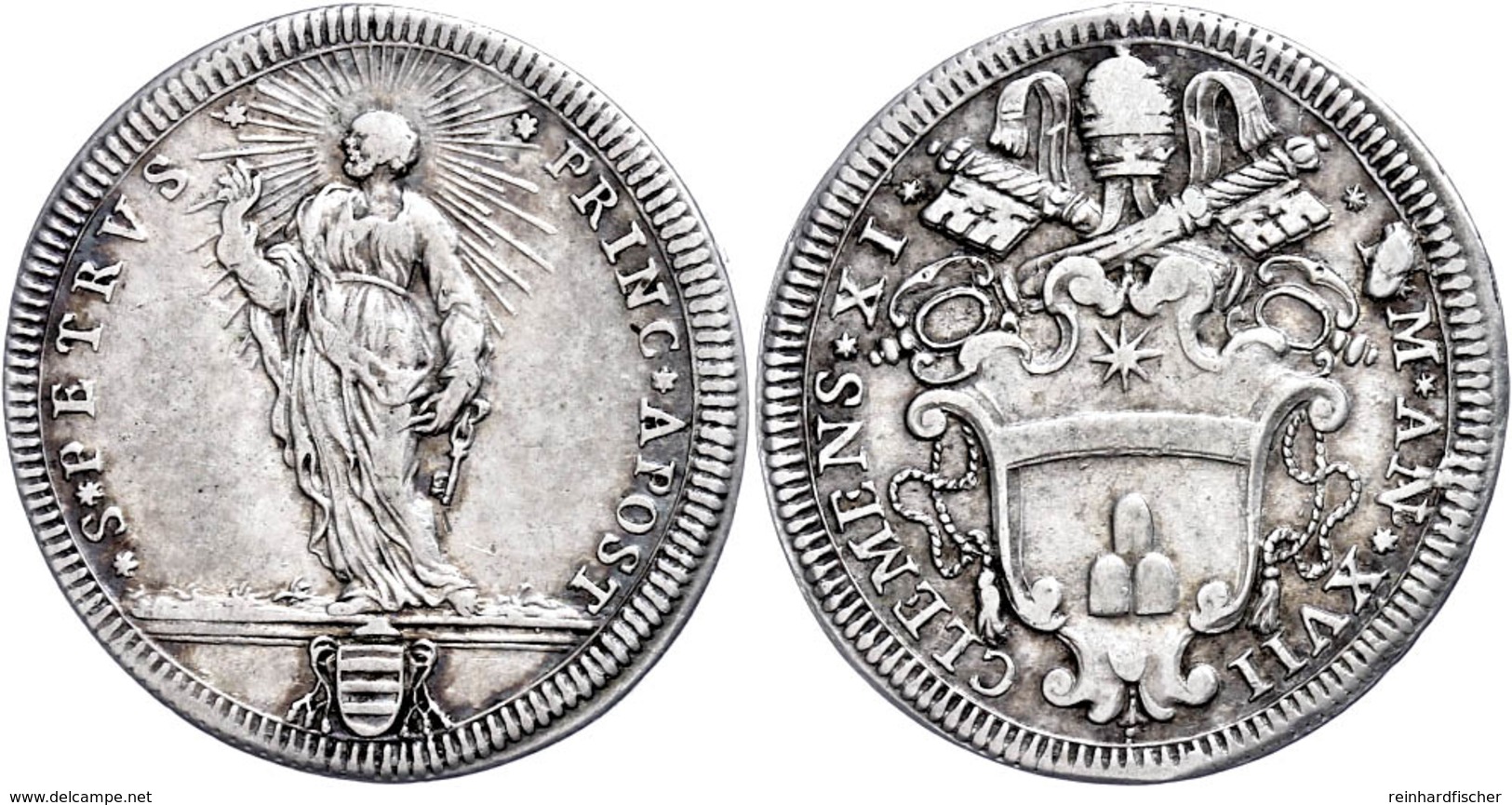 Testone, 1717, Clemens XI., Rom, Muntoni 81, Ss.  Ss - Non Classés