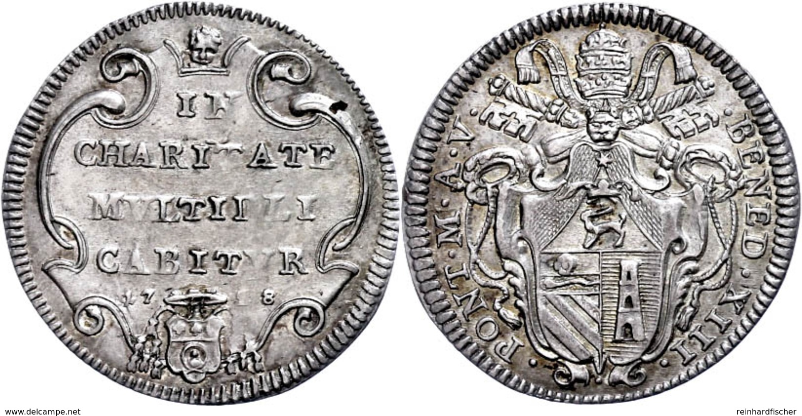 Giulio, 1728, Benedikt XIII., Rom, Muntoni 8, Leichte Prägeschwäche, Vz.  Vz - Non Classés