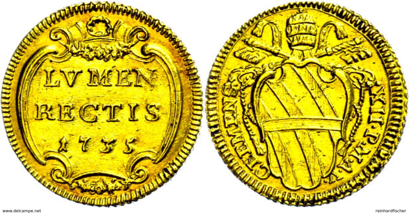 Scudo, Gold, 1735, Clemens XII., Rom, Muntoni 10, Fb. 224, Vz.  Vz - Unclassified