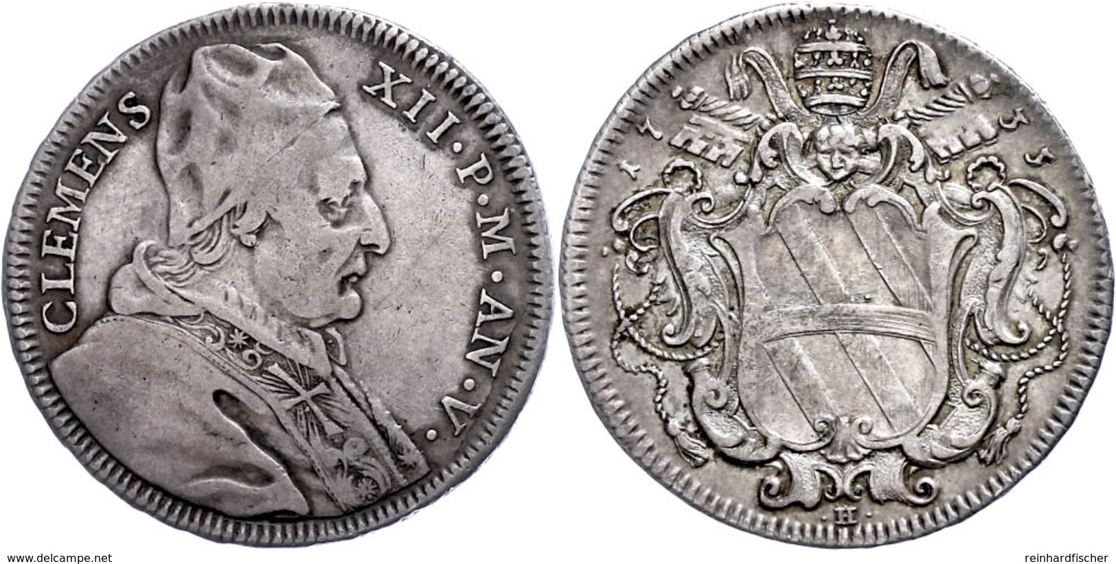 Testone, 1735, Clemens XII., Rom, Muntoni 53, Ss.  Ss - Unclassified