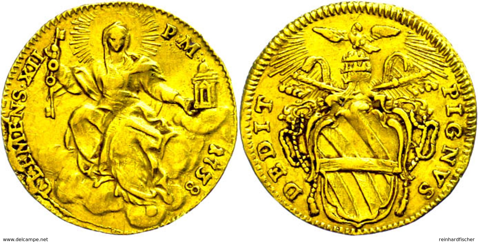 Zecchino, Gold, 1738, Clemens XII., Rom, Fb. 222, Ss-vz.  Ss-vz - Unclassified