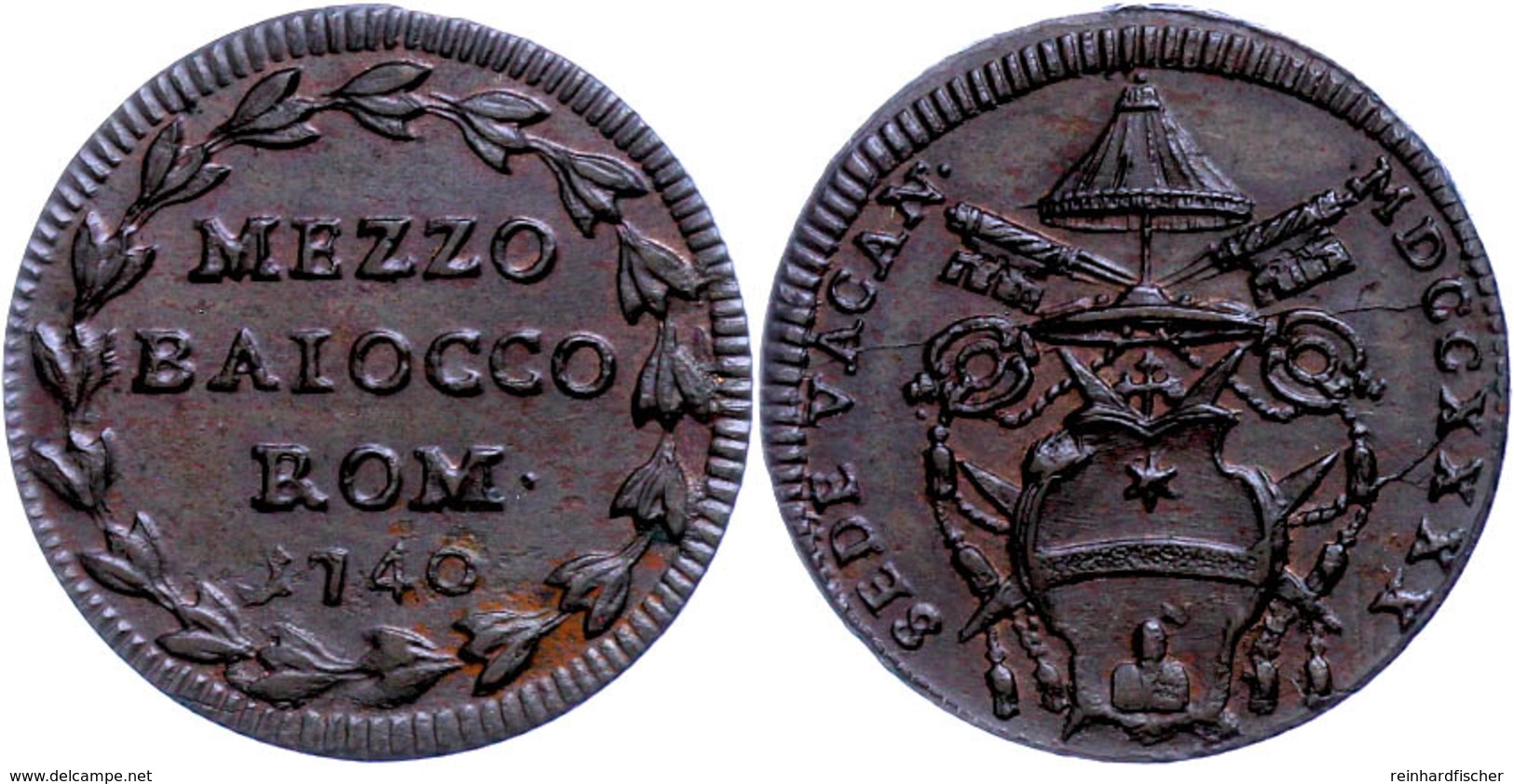 1/2 Baiocco, 1740, Sede Vacante, Vz.  Vz - Unclassified