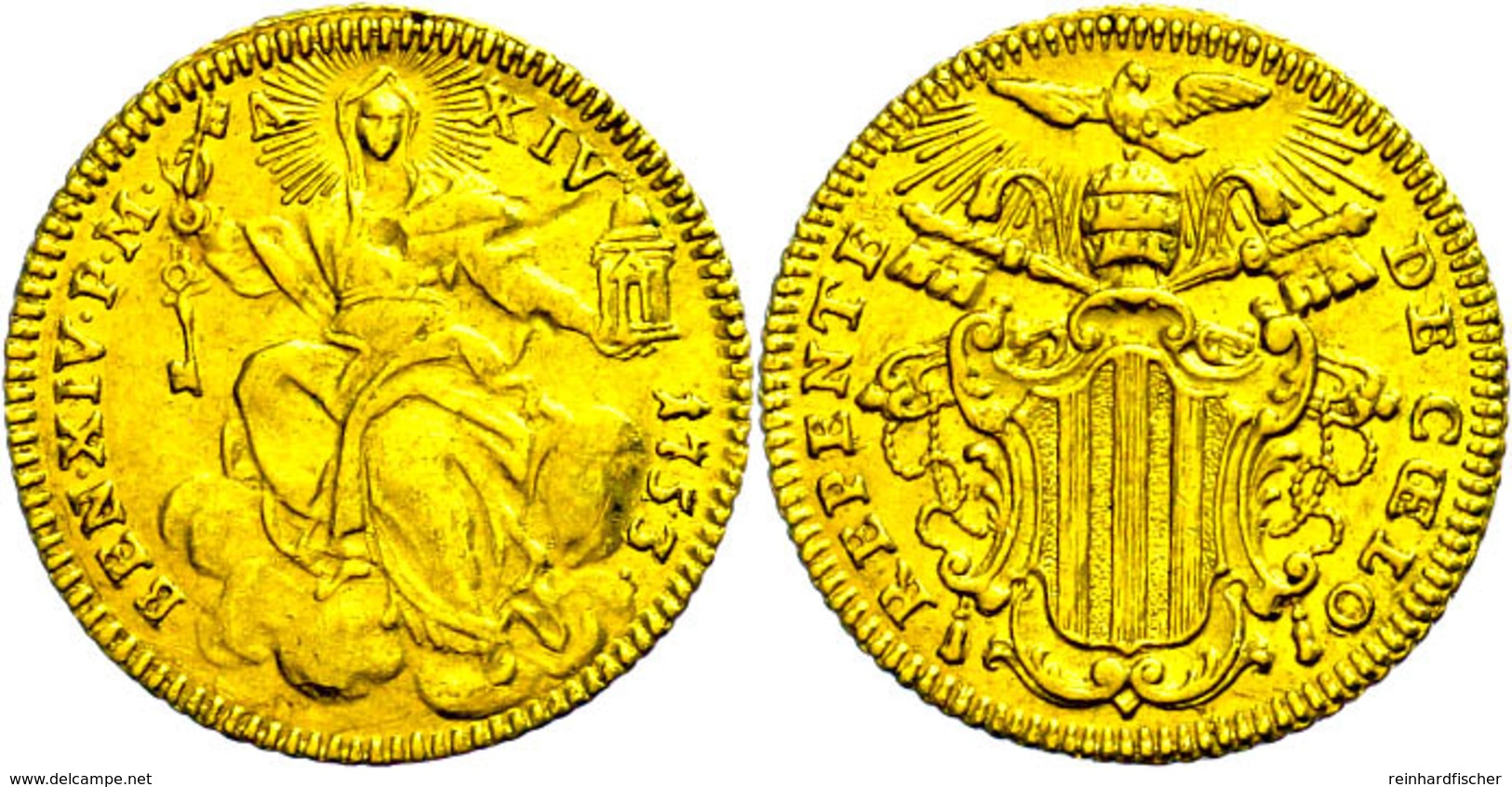 Zecchino, Gold, 1753, Benedikt XIV., Rom, Muntoni 19, Fb. 231, Ss.  Ss - Unclassified