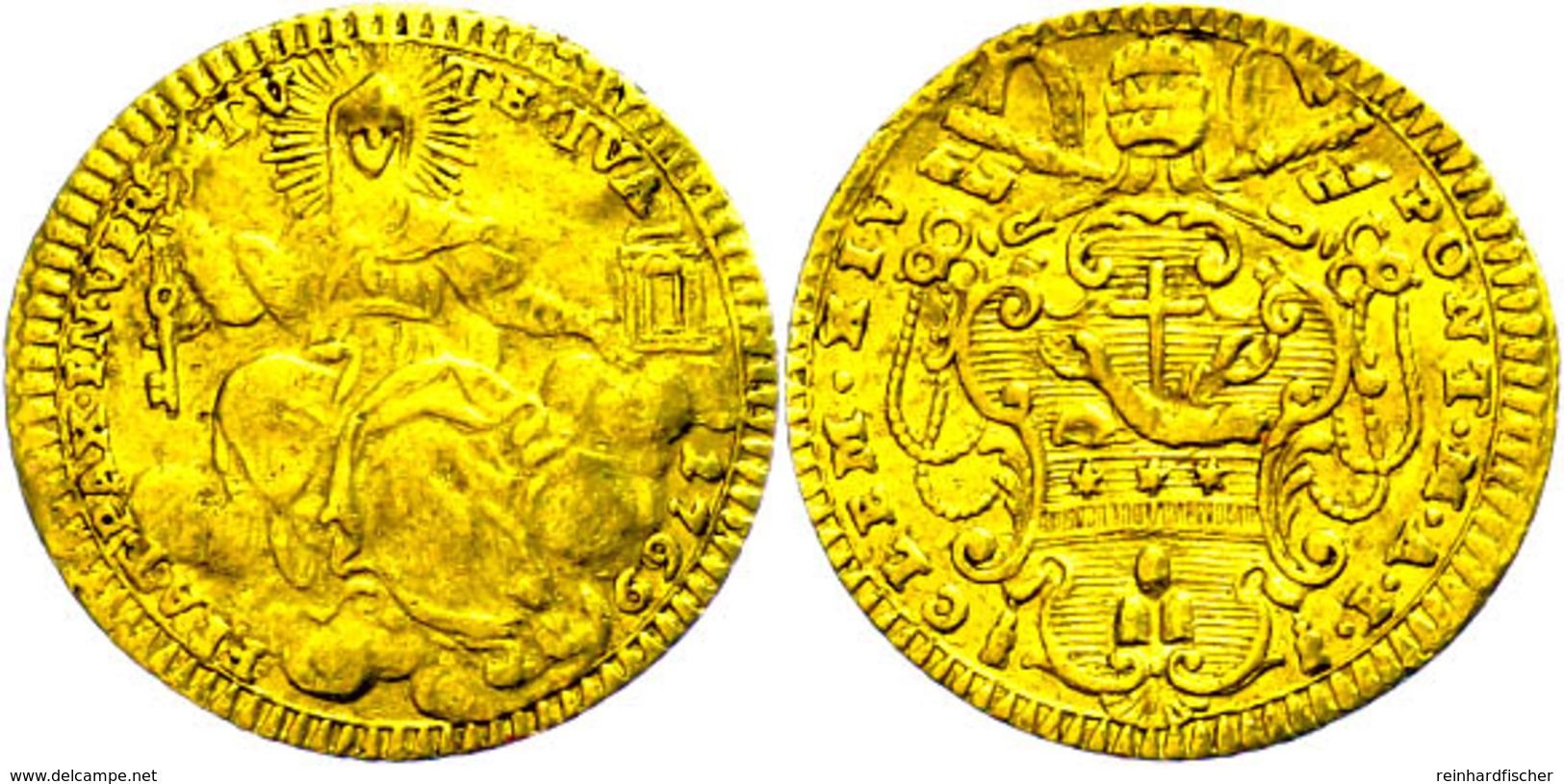 1/2 Zecchino, Gold, 1769, Clemens XIV., Rom, Fb. 241, Ss.  Ss - Non Classés