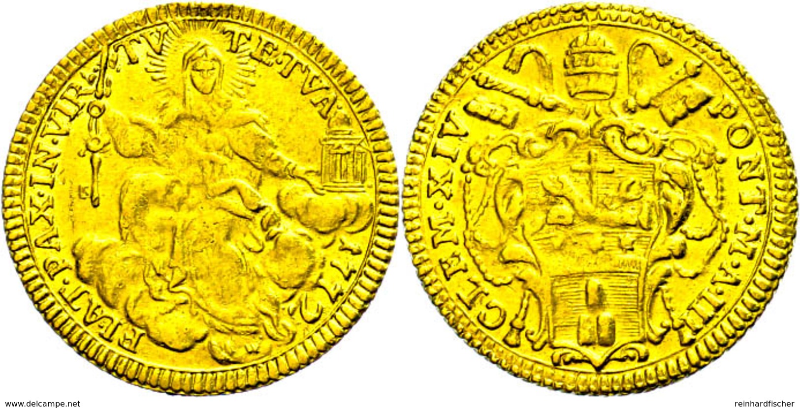 Zecchino, Gold, 1772, Clemens XIV., Rom, Fb. 240, Ss.  Ss - Unclassified