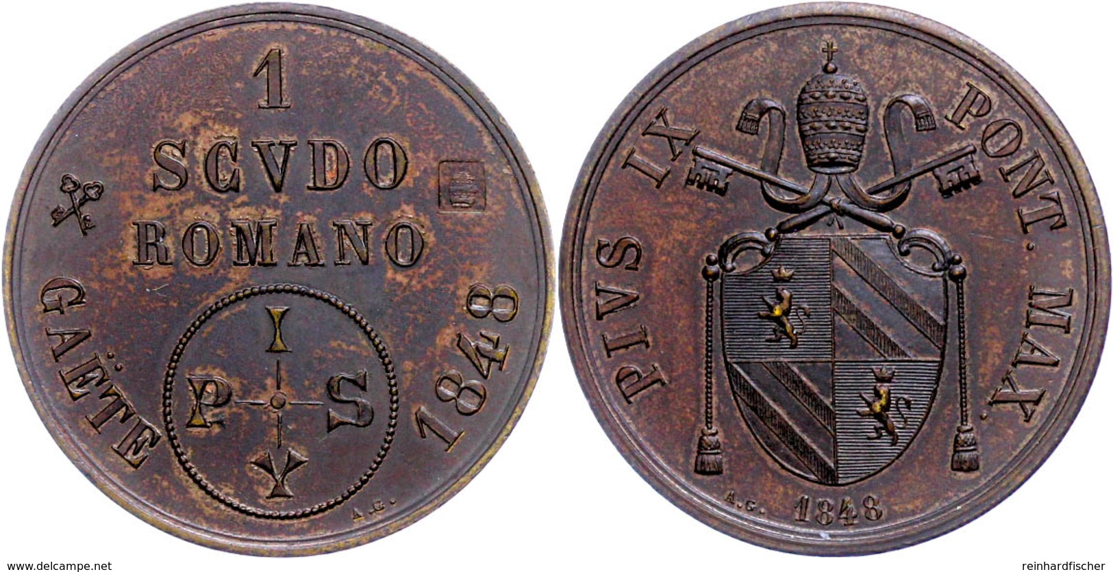 Scudo, Kupfer, 1848, Pius IX., KM X5b, Kl. Rf., F. St. - Non Classés