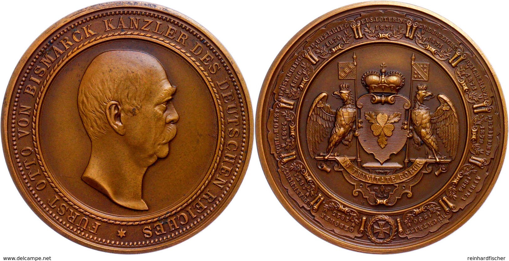 Bronzemedaille (Dm. 50 Mm, 52,4 G), 1890, Von W. Mayer, Fürst Otto Von Bismarck Auf Seinen Rücktritt Als Reichskanzler,  - Other & Unclassified