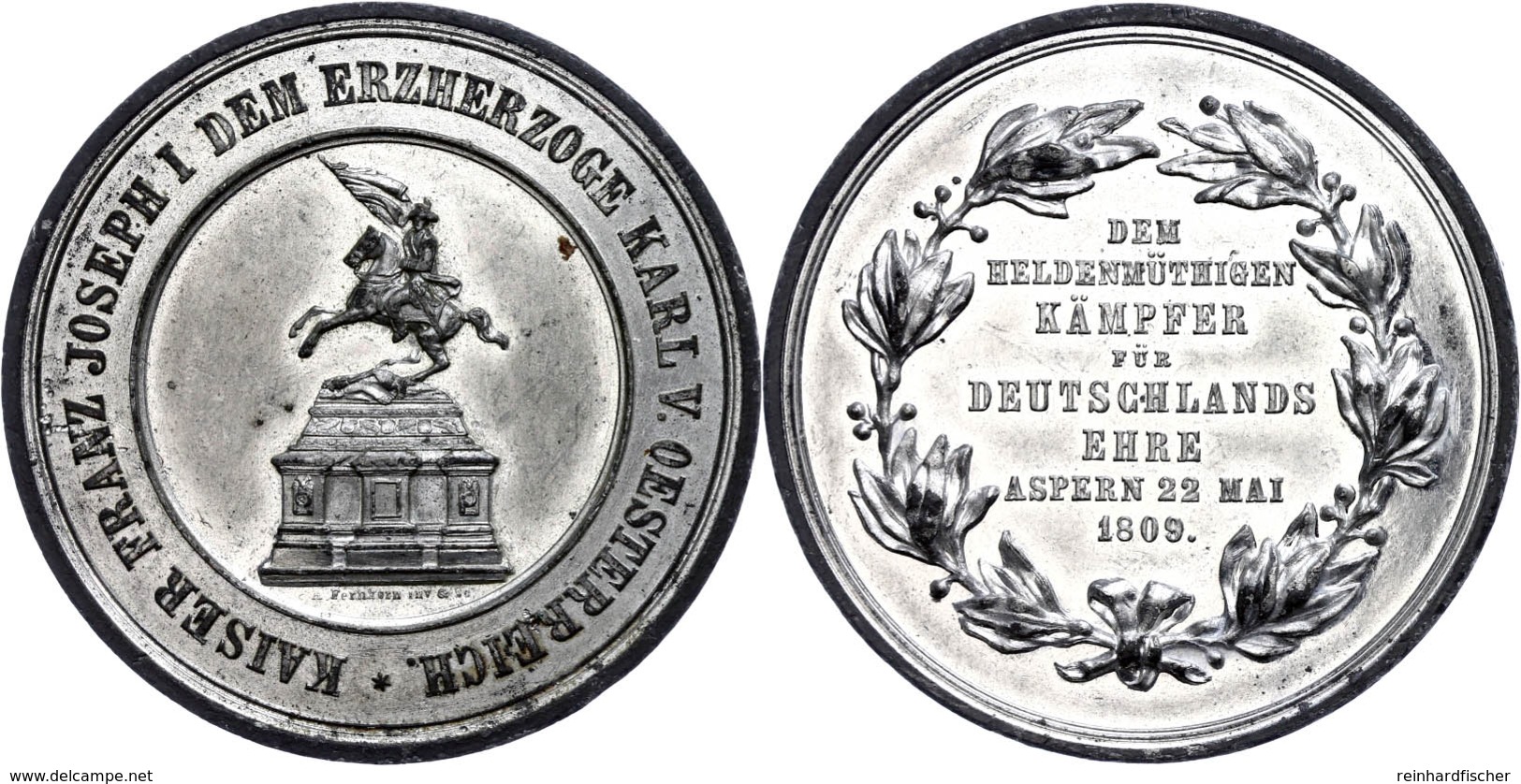 Österreich, Zinnmedaille (Dm.50 Mm, 48,3 G), 1809, Von A. Fernkorn, Auf Die 50jährige Siegesfeier Auf Den Sieg Bei Asper - Other & Unclassified