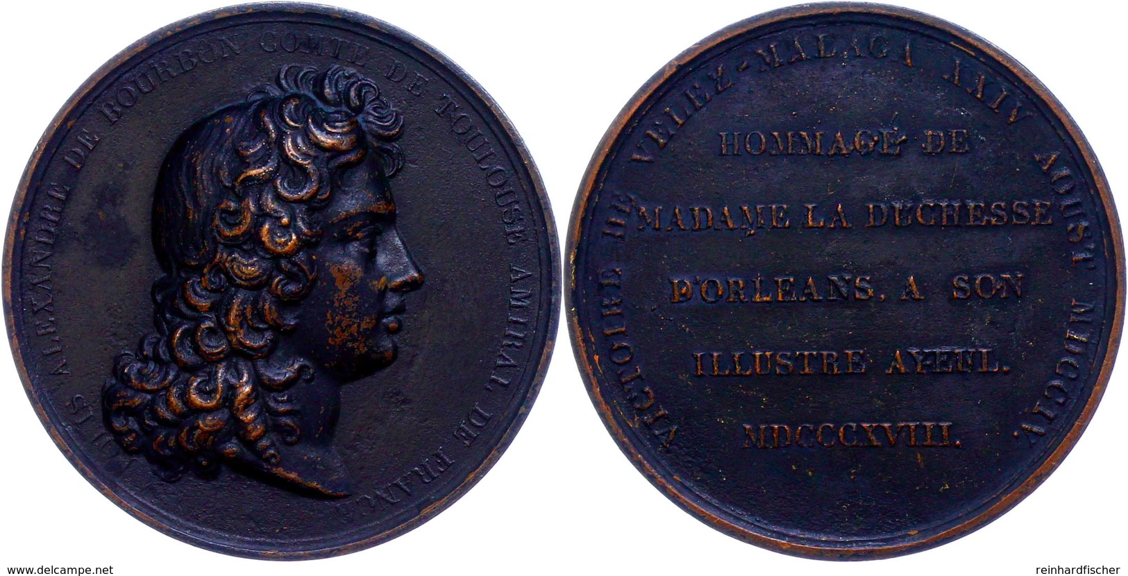 Frankreich, Bronzemedaille Geschwärzt (Dm. 67 Mm, 67 G), 1818, Von Gayrars, Zu Ehren Des Hauses Orleans Und Auf Die Berü - Other & Unclassified