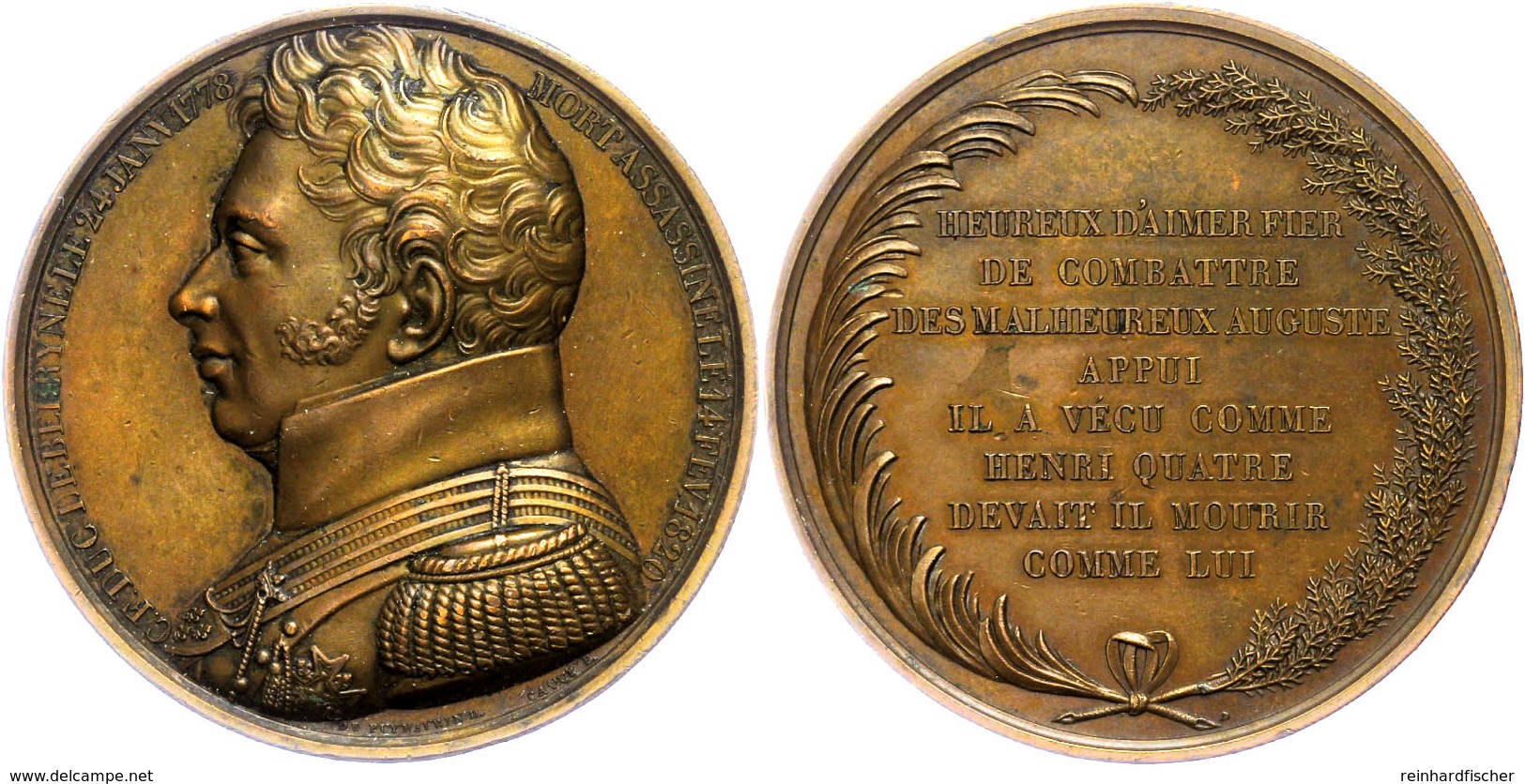 Frankreich, Bronzemedaille (Dm. Ca. 50,60mm, Ca. 70,18g), 1820, Von F. Caqué. Av: Brustbild Nach Links, Darum Umschrift. - Altri & Non Classificati