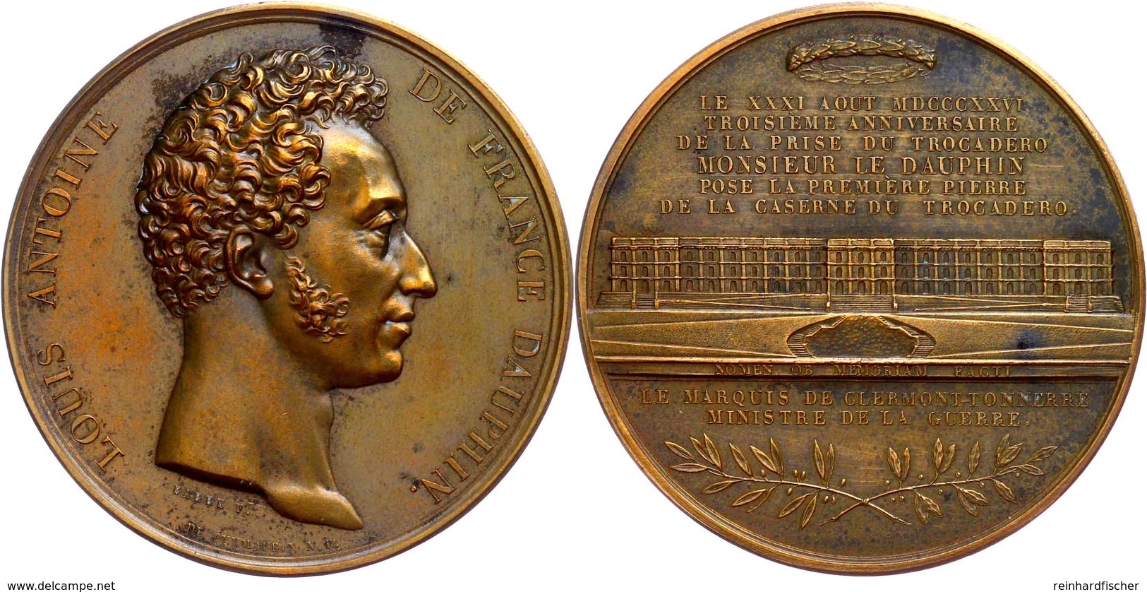 Frankreich, Bronzemedaille (Dm. 50 Mm, 54 G), 1826, Von Barre Und Puymarin, Auf 300 Jahre Die Belagerung Des Trocadero U - Sonstige & Ohne Zuordnung