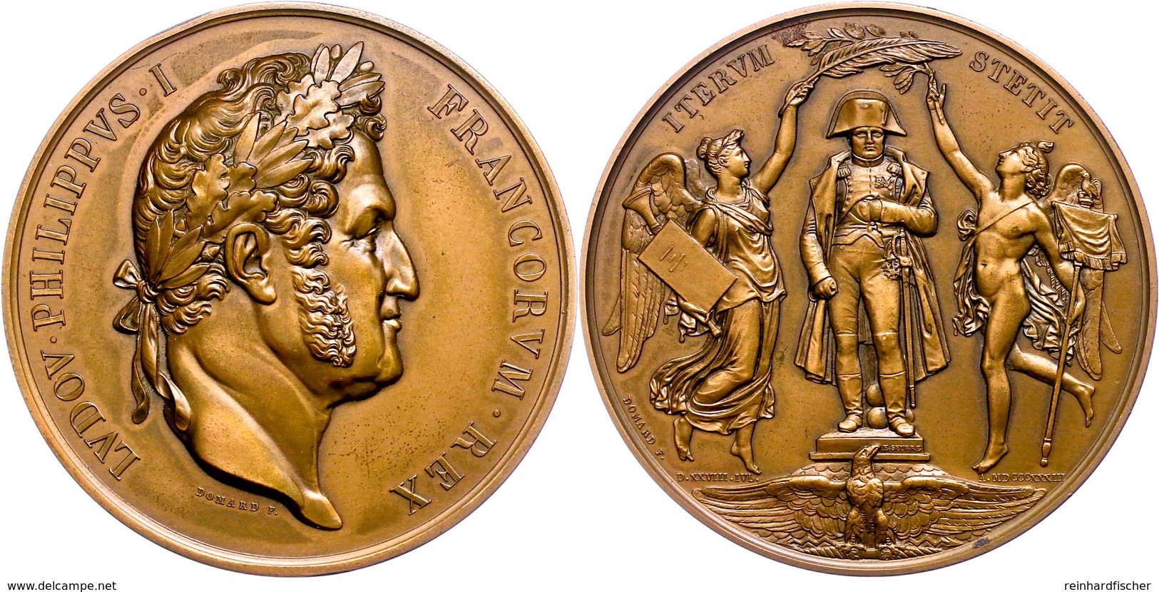 Frankreich, Louis Philippe I., Bronzemedaille (Dm. 75 Mm, 224 G), 1833, Von F. Domard, Auf Die Enthüllung Der Neuen Napo - Altri & Non Classificati