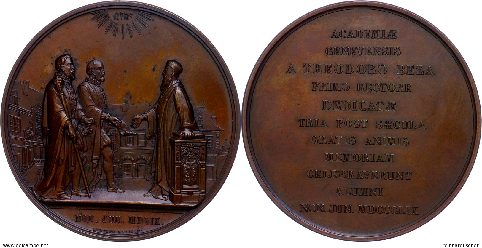Schweiz, Bronzemedaille (Dm. 57 Mm, 95 G), 1859, Von A. Bovet, Auf Die 300-Jahr-Feier Der Wahl Des Reformators De Bèze Z - Other & Unclassified