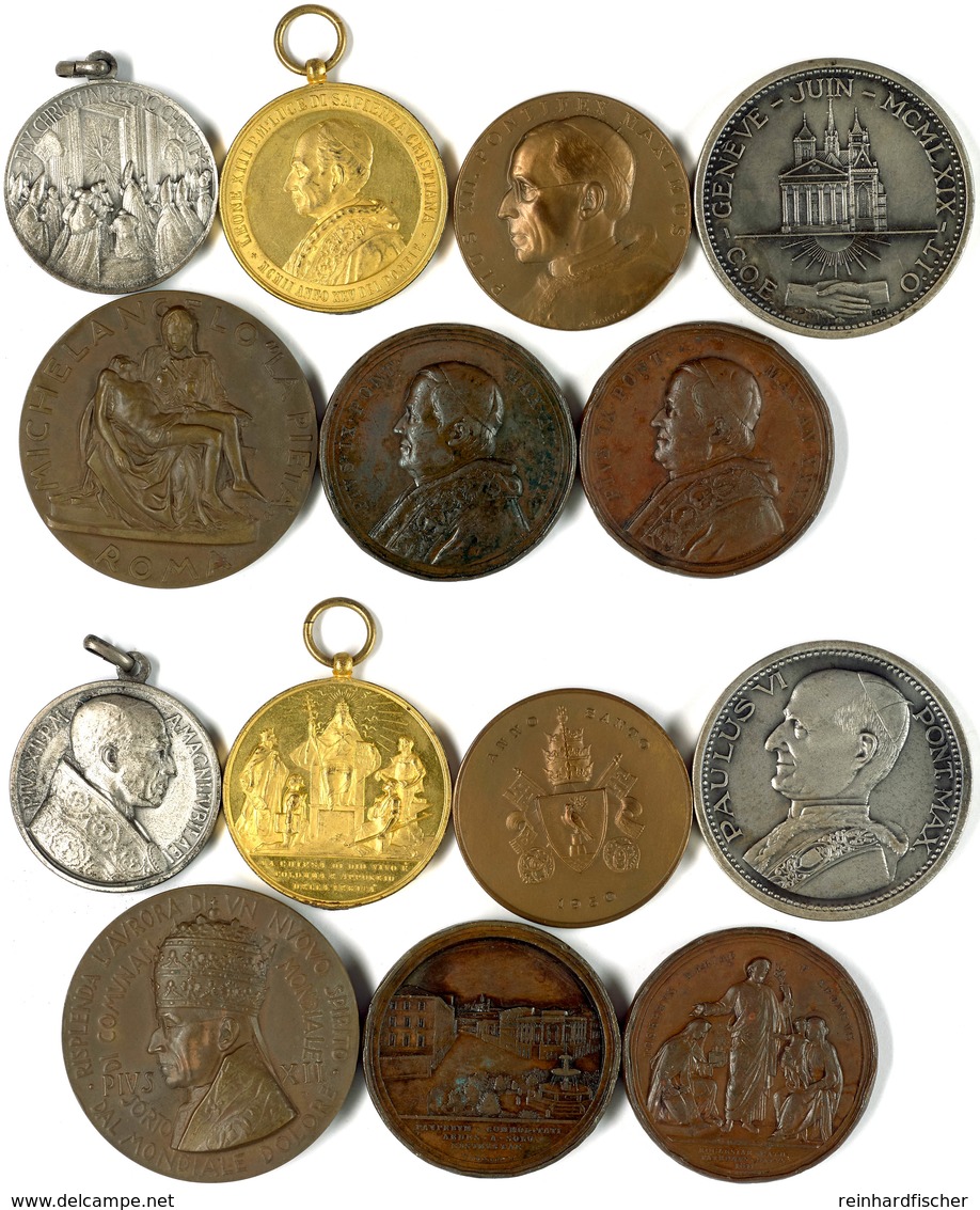 VATIKAN, 1871-1950, Lot Von Sieben Medaillen Unterschiedlicher Päpste (Pius IX. - Pius XII.), Meist Bronze. Erhaltung Un - Other & Unclassified