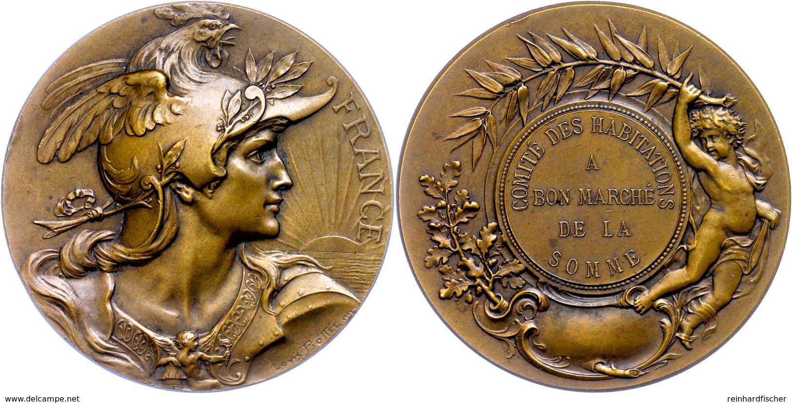 Frankreich, Bronzemedaille (Dm. 50,3 Mm, 70 G), 1880, Von Louis Bottee, Auszeichnungsmedaille, Av: Brustbild Personifizi - Autres & Non Classés