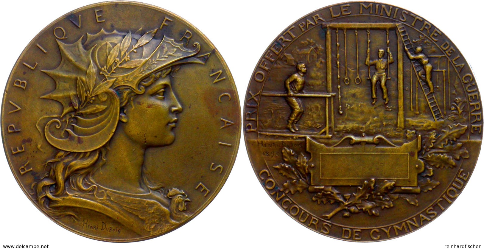 Frankreich, Bronzemedaille (Dm. 49,9 Mm, 57 G), 1893, Von Dubois, Preismedaille Des Kriegsministers Beim Gymnastikwettbe - Altri & Non Classificati