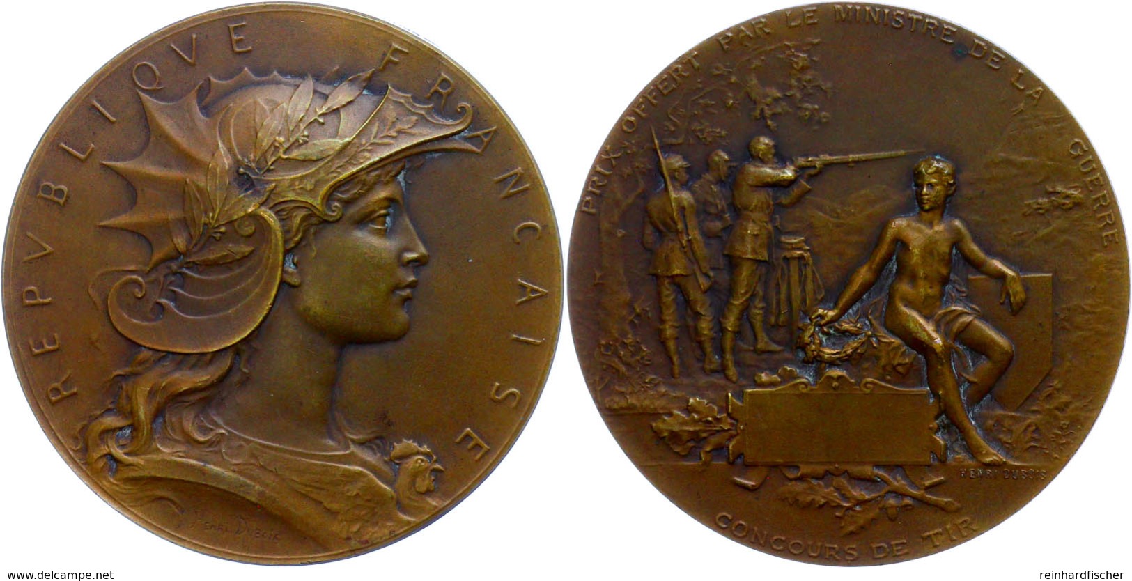 Frankreich, Bronzemedaille (Dm. 50 Mm, 53 G), 1893, Von Henri Dubois, Preismedaille Des Kriegsministers, Av: Brustbild P - Autres & Non Classés