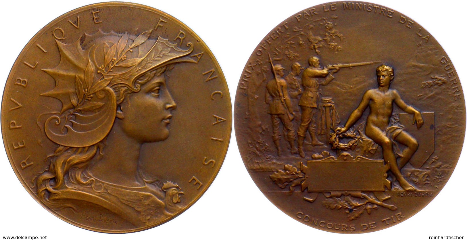 Frankreich, Bronzemedaille (Dm. 50 Mm, 60 G), 1893, Von Henri Dubois, Preismedaille Des Kriegsministers, Av: Brustbild P - Other & Unclassified