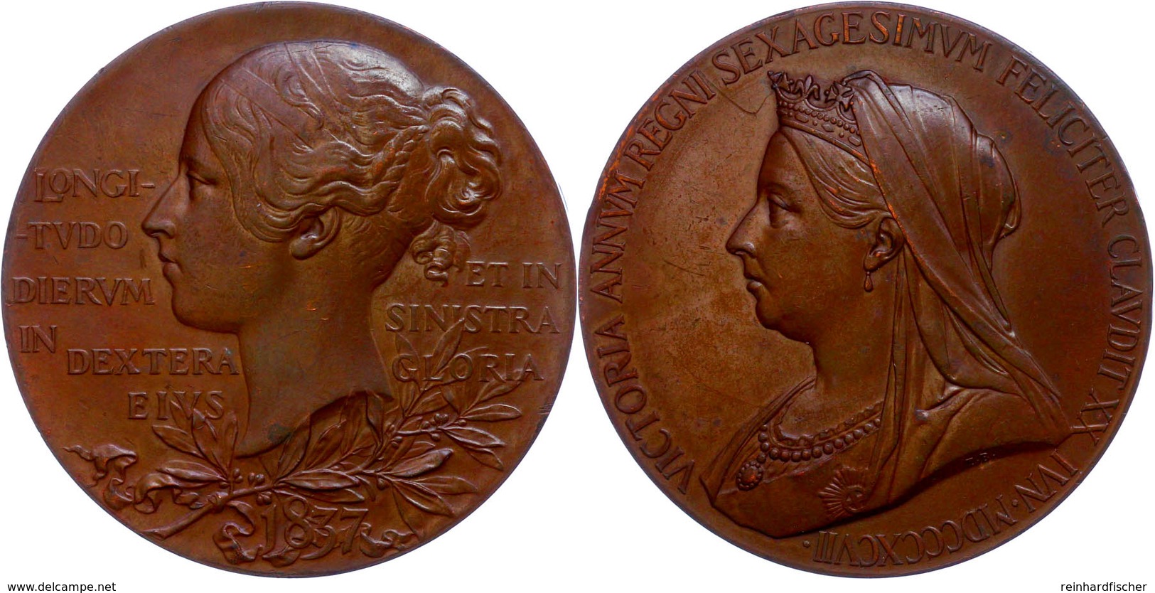Großbritannien, Victoria, Bronzemedaille (Dm. 55,7 Mm, 72 G), 1897, Von Thomas Brock, Auf Ihr 60jähriges Regierungsjubil - Sonstige & Ohne Zuordnung