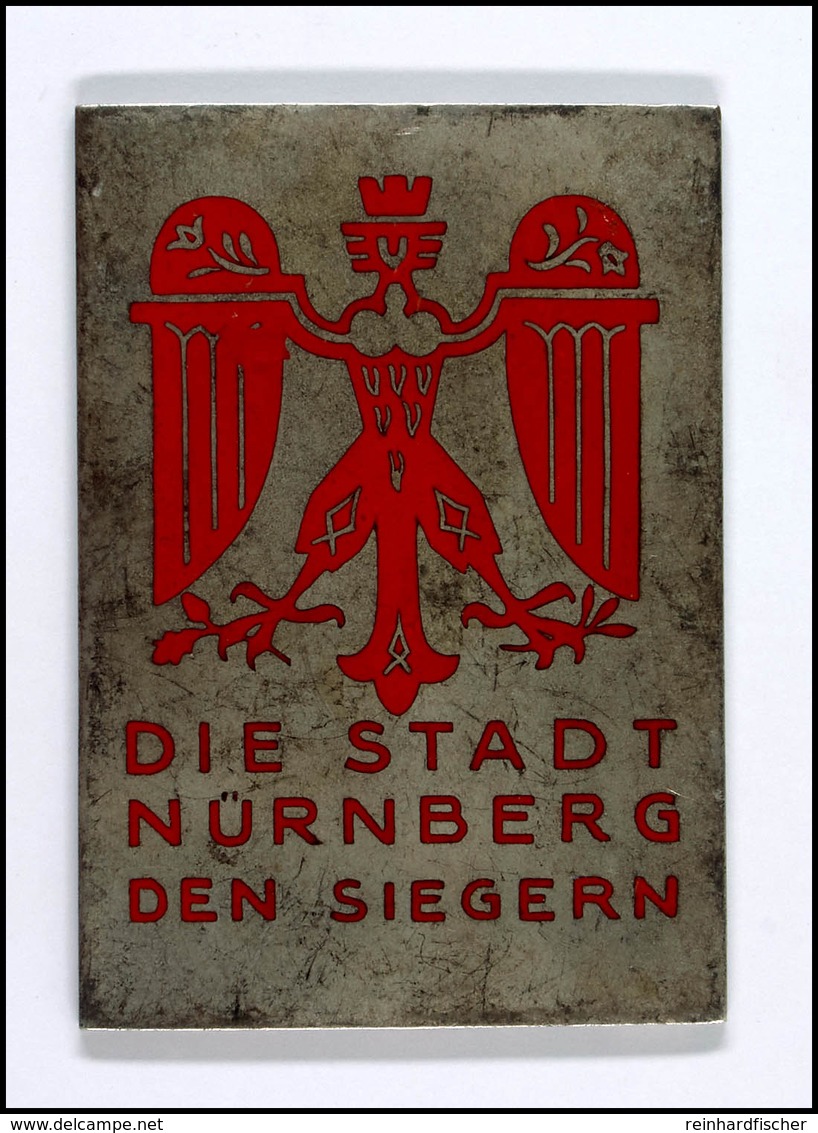 Nürnberg, Siegerplakette, "Die Stadt Nürnberg Den Siegern", Rückseitig Graviert 10. NBG.H.SP.F. 1933 1000 M L. 4. PR., M - Sonstige & Ohne Zuordnung