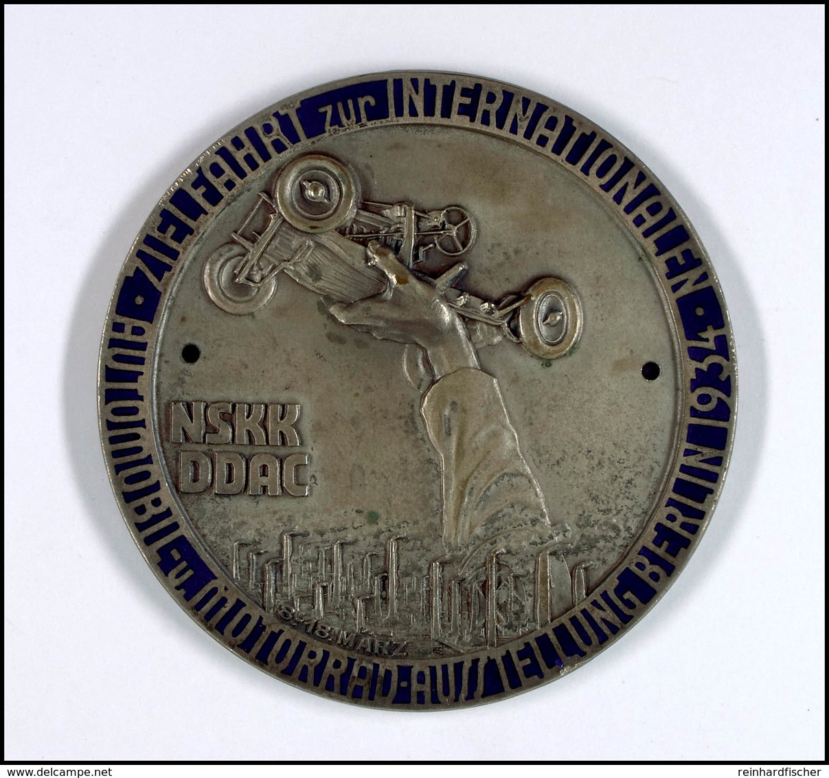 NSKK/DDAC, Einseitige Eisengussplakette, "Zielfahrt Zur Internationalen Automobil- U. Motorrad Ausstellung Berlin 1934 8 - Sonstige & Ohne Zuordnung