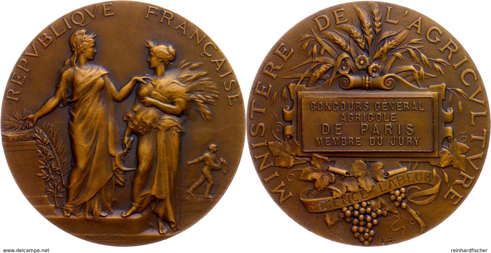 Frankreich, Bronzemedaille (Dm. 50 Mm, 64 G), O.J., Von A. Dubois, Prämienmedaille Des Landwirtschafts-Ministeriums, Av: - Sonstige & Ohne Zuordnung